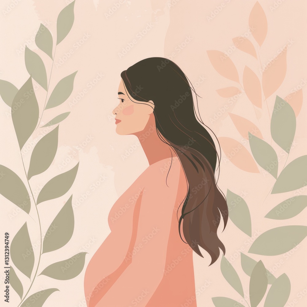 A minimalist line drawing of a pregnant woman holding her belly. A minimalist line drawing of a pregnant woman holding her belly.