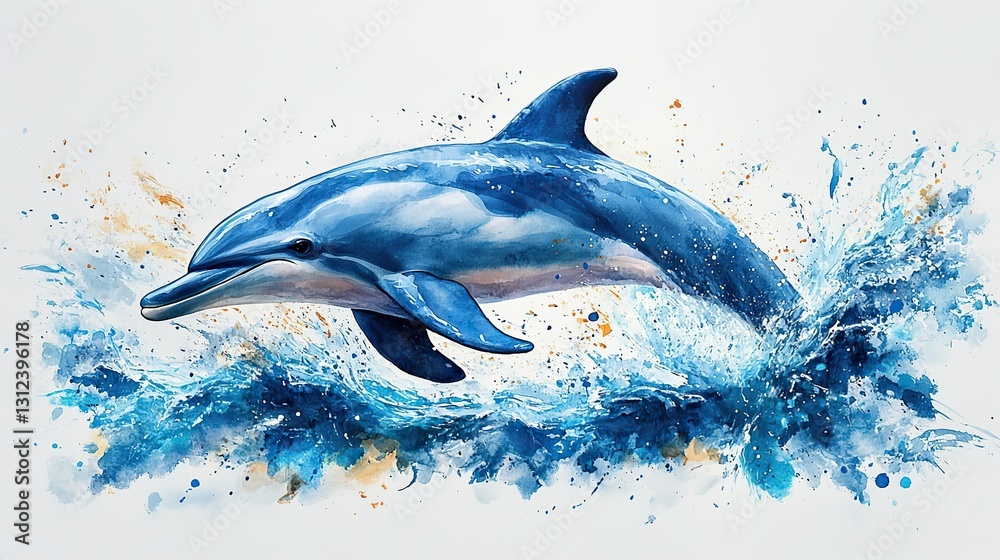 Fototapeta premium dolphin clipart watercolor illustration artistic illustration detailed illustration