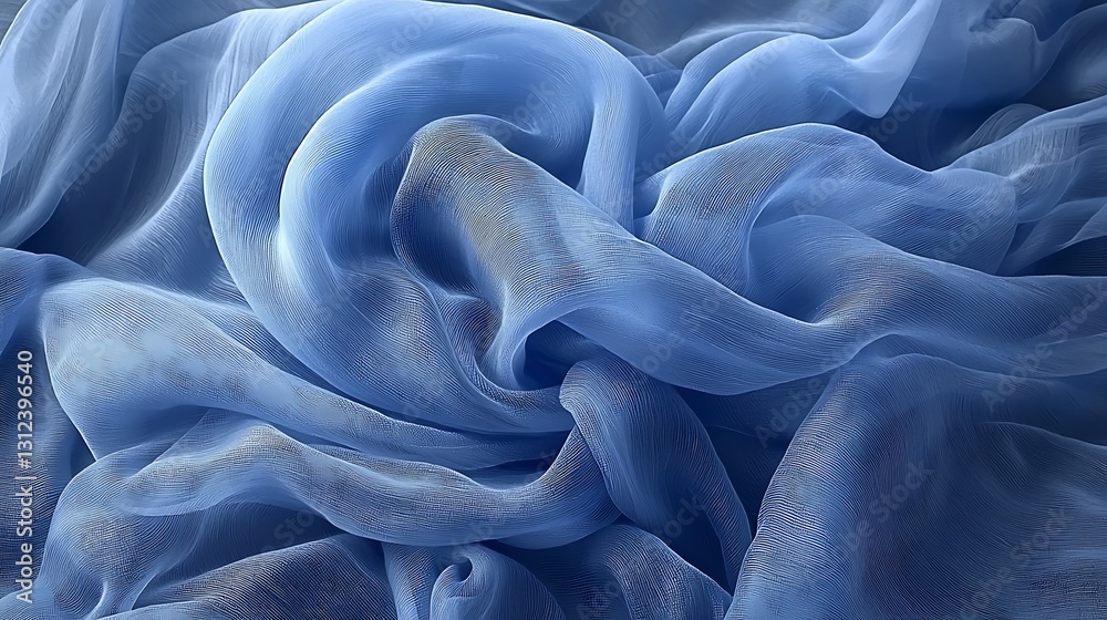Obraz premium Blue Silk Drape for Soft Texture, Close-up.