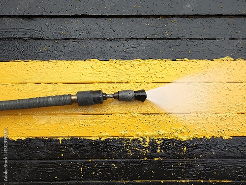 Pressure washing yellow deck stripes