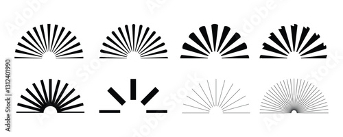 Abstract black and white half circle spiral design