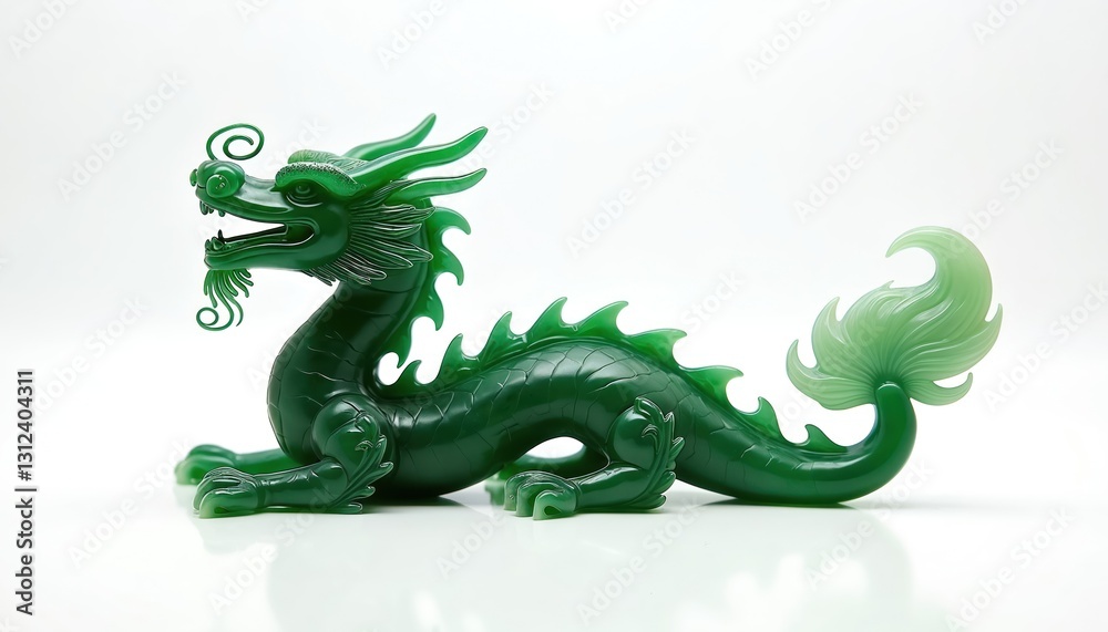 Intricately carved green jade dragon figurine power, prosperity, good fortune. Exquisite oriental sculpture details, craftsmanship. Ancient mystical creature for spiritual feng shui home decor, Intricately carved green jade dragon figurine power, prosperity, good fortune. Exquisite oriental sculpture details, craftsmanship. Ancient mystical creature for spiritual feng shui home decor,