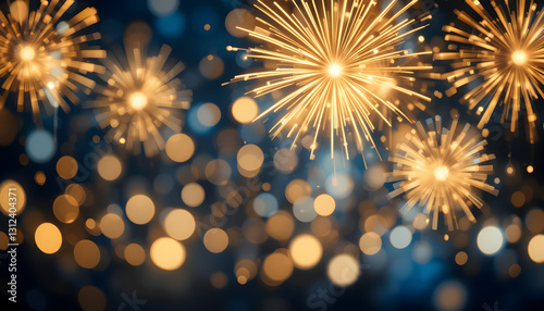 Golden Fireworks: New Year's Eve Background