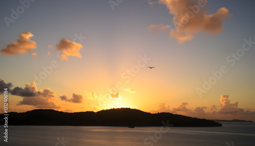 Stunning Island Sunset: Golden Hour Sky