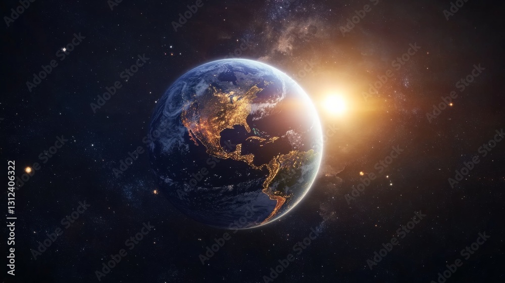 Fototapeta premium Earth from Space: A Stunning Sunrise View