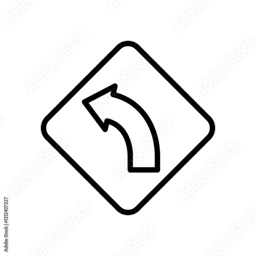 left turn traffic sign icon line vector design with trendy style