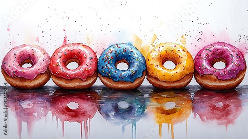 donuts clipart watercolor illustration detailed artistic graphic illustration