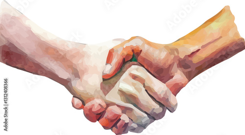 Watercolor realistic vector illustration of shaking hands