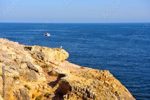 walking path with breathtaking views through the coast from porches to benagil caves lagoa algarve portugal