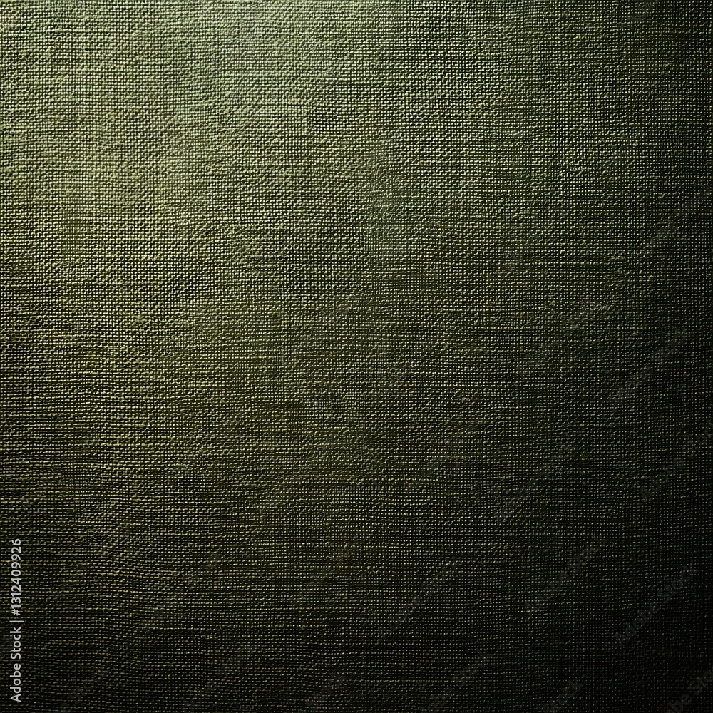 Olive green textured fabric surface with subtle light and shadow play Olive green textured fabric surface with subtle light and shadow play