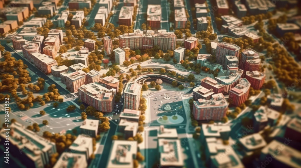 Urban Development Aerial View: Modern Cityscape Architecture Urban Development Aerial View: Modern Cityscape Architecture