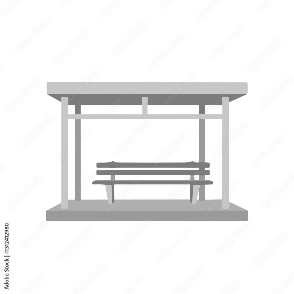 Grey bus stop vector icon, minimalistic public transport shelter Grey bus stop vector icon, minimalistic public transport shelter