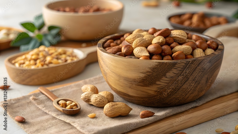 Rustic Wooden Bowl of Peanuts Textured, Nutritious & Appetizing V7 Rustic Wooden Bowl of Peanuts Textured, Nutritious & Appetizing V7