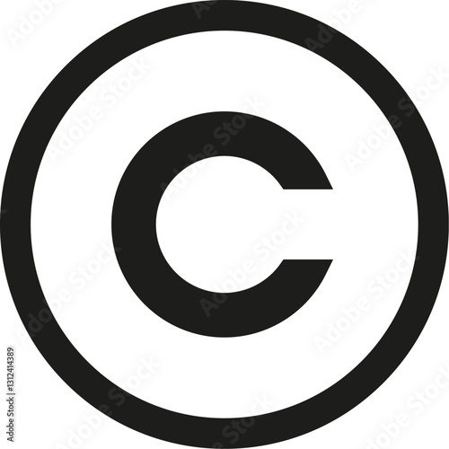 Black copyright icon. Vector. Flat design.
