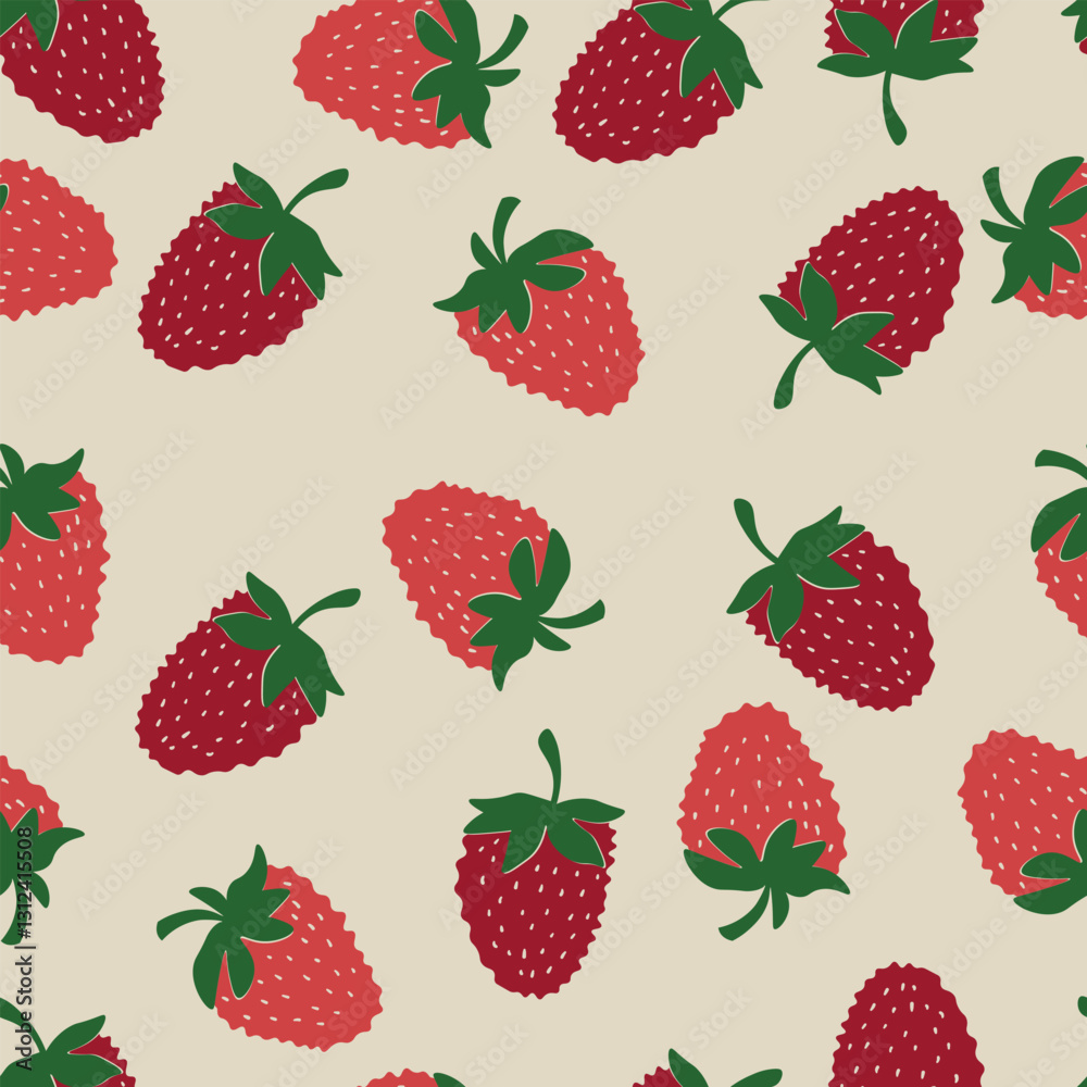 Seamless pattern with strawberry on color background. Natural delicious fresh ripe tasty fruit. Vector illustration for print, fabric, textile, banner, other design. Food concept. Seamless pattern with strawberry on color background. Natural delicious fresh ripe tasty fruit. Vector illustration for print, fabric, textile, banner, other design. Food concept.