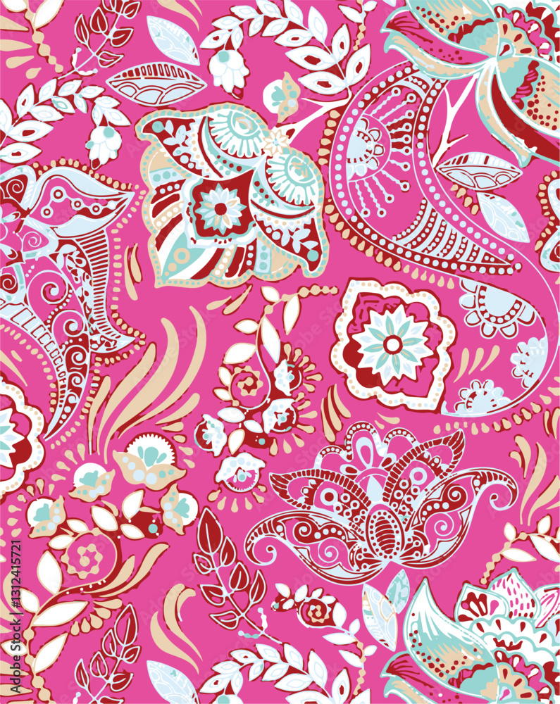 Naklejka premium paisley textile pattern design texture,pasley textile pattern design, Magical Traditional Paisleys Seamless Pattern for wallpaper design or fabric textile printing.