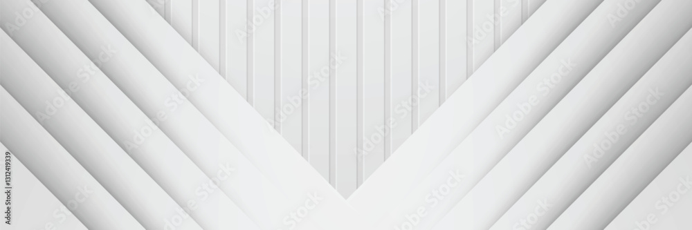 Obraz premium Abstract white layered design; textured wall backdrop; website banner
