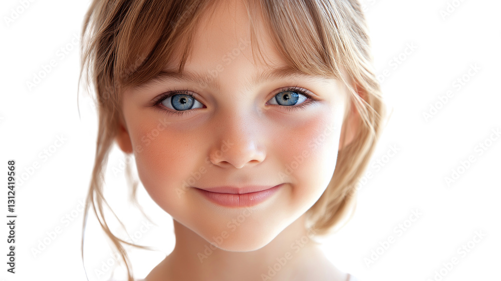 Young girl with bright eyes and a playful expression, warm smile, high-resolution studio photography, isolated on white png Young girl with bright eyes and a playful expression, warm smile, high-resolution studio photography, isolated on white png