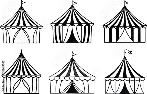 circus tent line art vector illustration
