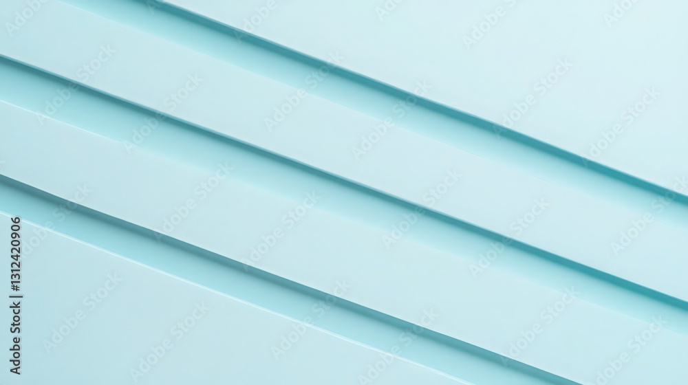 Obraz premium Minimalist diagonal layered light blue strips background with subtle shadows