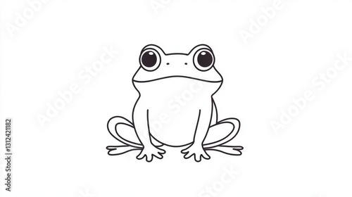 Simple line drawing of a cute cartoon frog sitting. photo