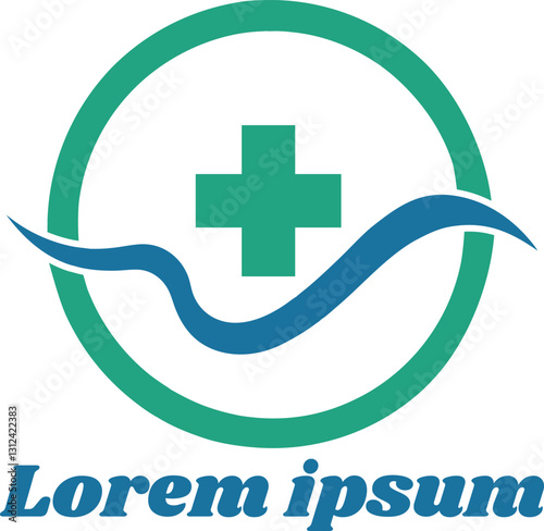 Medical Cross and Leaf Logo for Organic Health