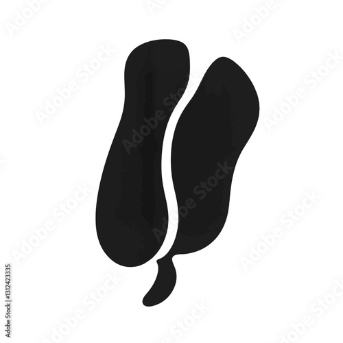 Black and white silhouette of a bean on a white background, minimalism