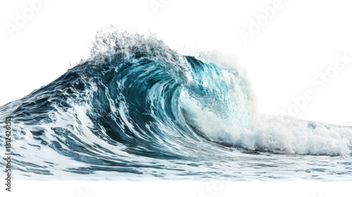 Fototapeta Naklejka Na Ścianę i Meble -  Giant blue ocean wave breaking with transparent background