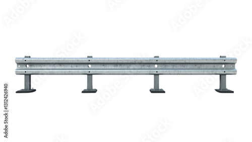 Metal road barrier guardrail protecting roadside with transparent background photo