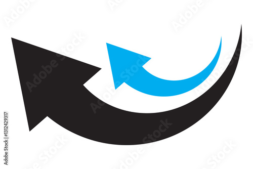 Wallpaper Mural Black and Blue arrow icon on transparent background. Flat style arrow icon for your website, design, logo, app, UI., curved arrow sign. Torontodigital.ca