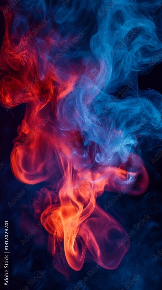 Fototapeta premium Abstract Smoke Art: A Dance of Red and Blue - Mesmerizing Smoky Texture Background for Creative Designs, Wallpapers, and Modern Art Projects