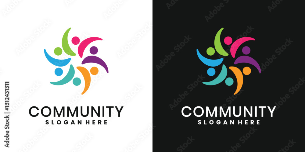Obraz premium Community logo icon, social and network logo design template
