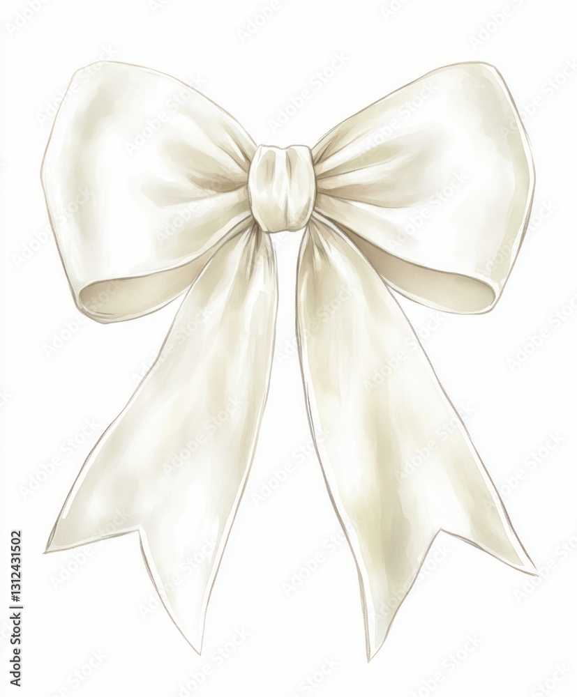 Naklejka premium white velvet bow isolated on white background