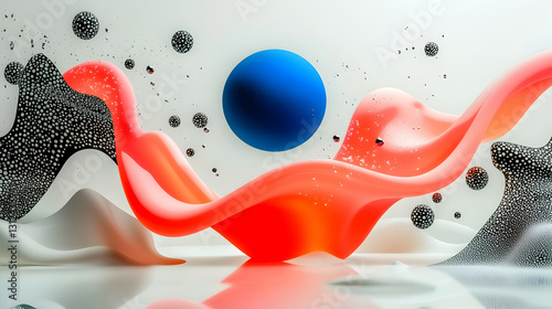 Obraz na płótnie Abstract composition shows colorful shapes and different circular elements w salonie