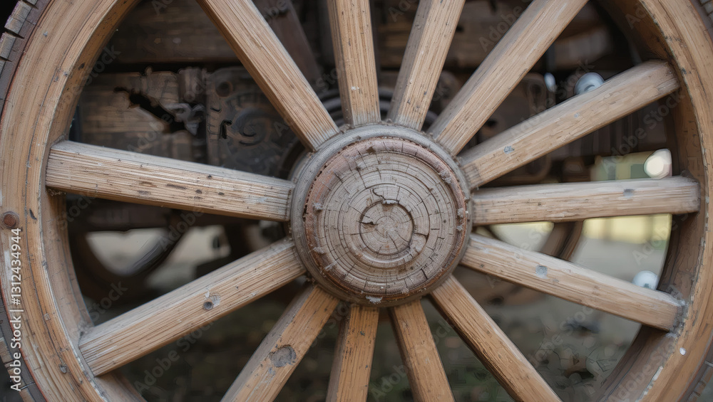 Close-up of a rustic wooden wheel, showcasing intricate textures and craftsmanship. Perfect for vintage themes. Close-up of a rustic wooden wheel, showcasing intricate textures and craftsmanship. Perfect for vintage themes.