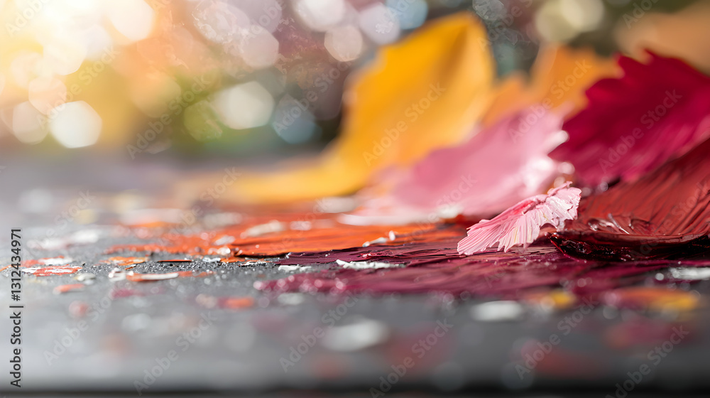 A collection of colorful oil paint strokes on a surface