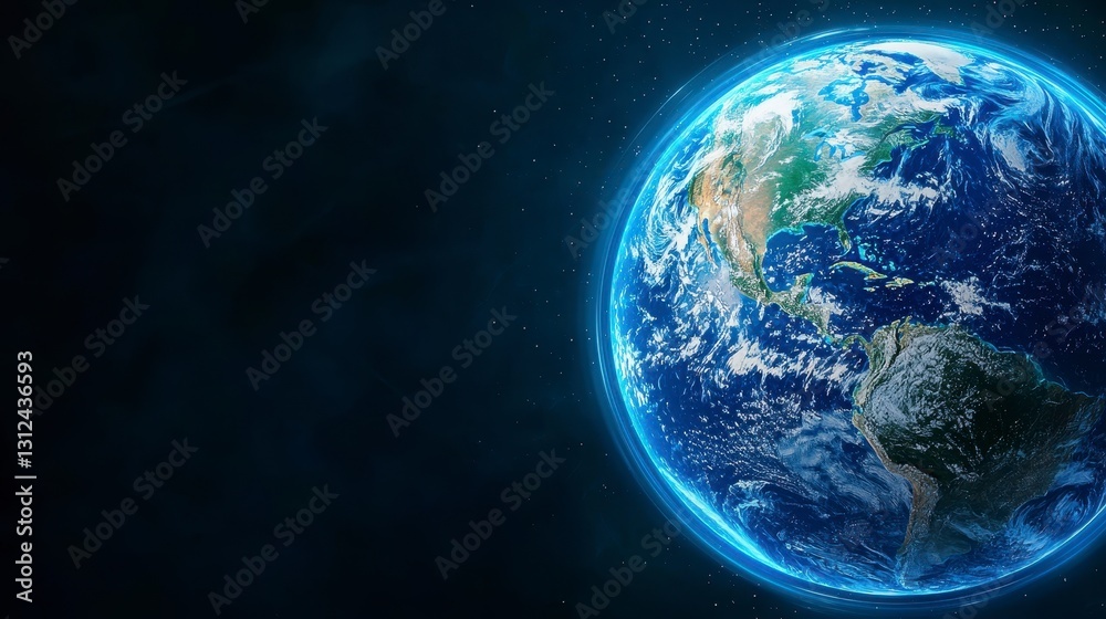 Obraz premium Striking image of earth in space bathed in a stunning blue glow providing a glimpse into the beauty and wonder of our planet