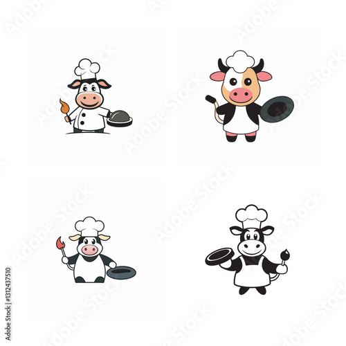 sticker design of cow shef