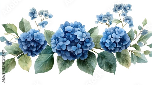 dusty blue hydrangea bouquet clipart watercolor illustration watercolor style digital design illustration