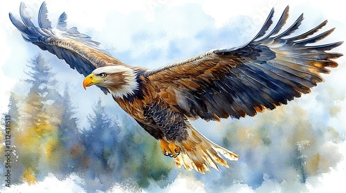 eagle clipart watercolor art illustration detailed illustration