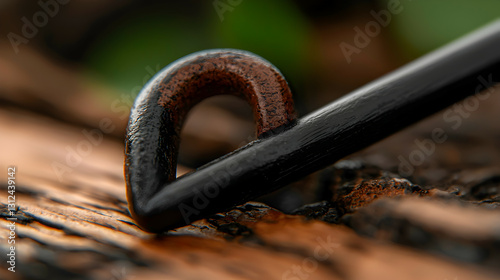 Obraz na płótnie A close up shot of a weathered metal hook w salonie