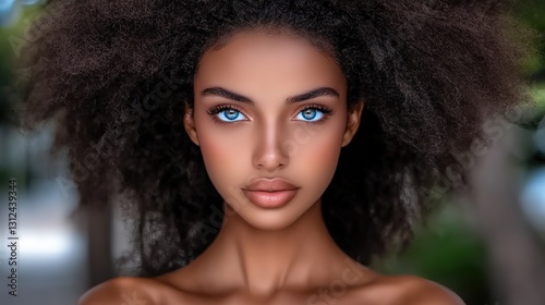 charming pretty black woman looking at camera with confident