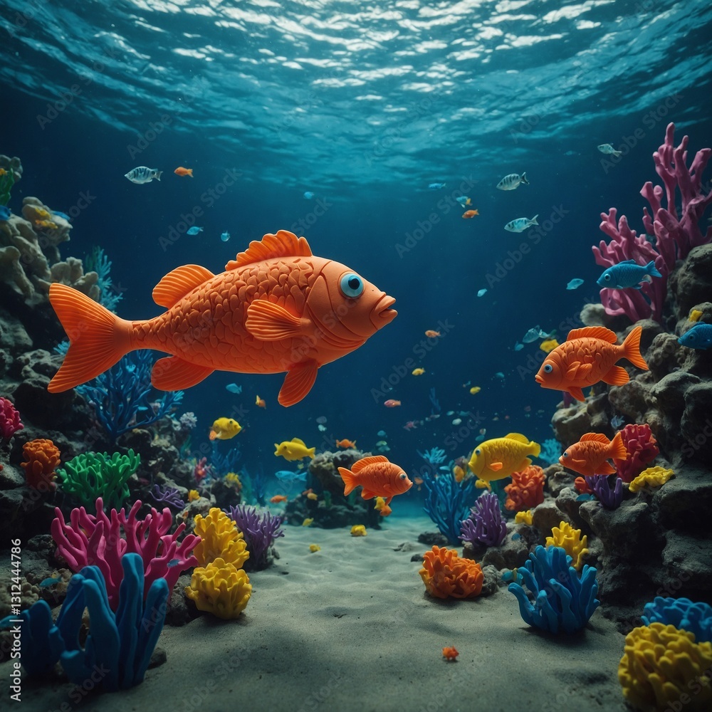 Fototapeta premium Whimsical Fish Tales in Plasticine