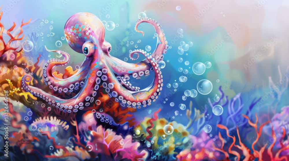 Obraz premium watercolor painting of octopus