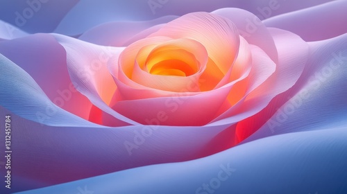 Soft, glowing rose in pastel hues