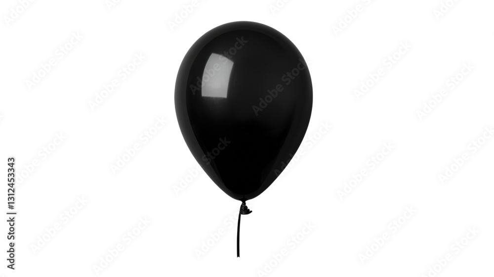 Obraz premium Single black balloon floating with transparent background