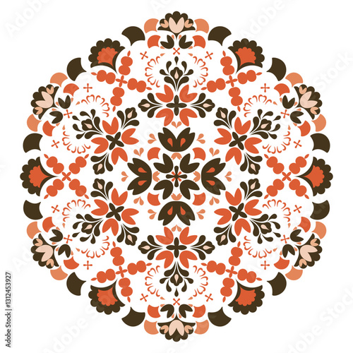 Pattern vector illustration Calm and elegant artwork with blooming flowers in bright, delicate hues. Seamless traditional design pattern for prints, fabrics, backgrounds, rugs, wallpapers, textiles.