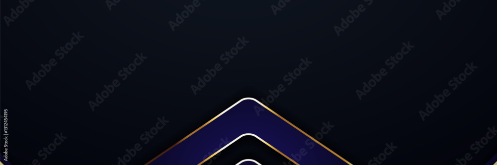 Fototapeta premium Dark background, navy blue gold arrow design, presentation template