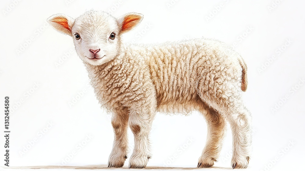 Obraz premium easter lamb clipart watercolor art illustration detailed illustration