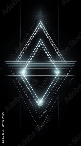 Minimalist neon geometric shapes, glowing lines on a deep black background, ultra-sharp contrast, futuristic aesthetic, 4K resolution, mobile wallpaper